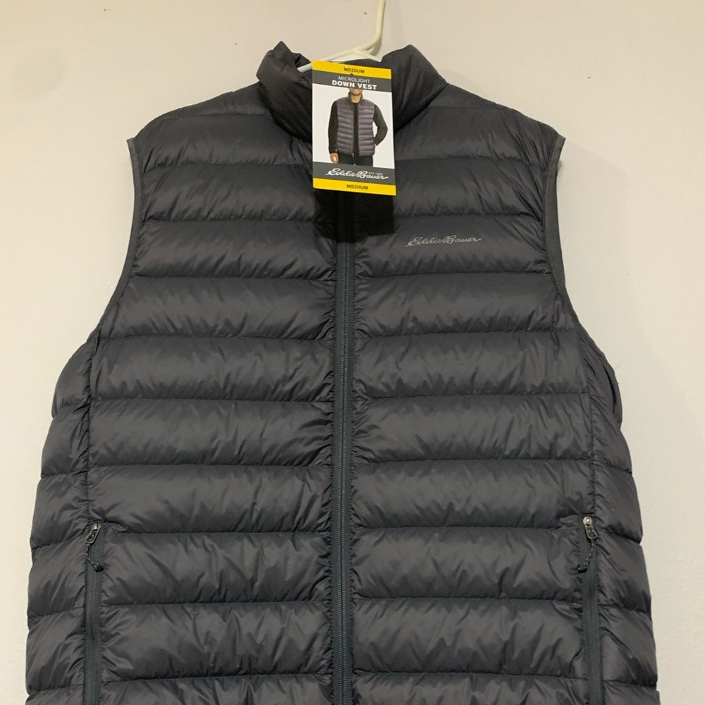 Eddie Bauer M Gray Microlight Down Vest